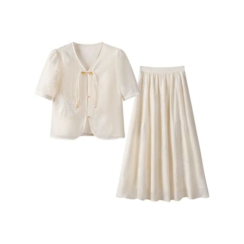 FAIRWHALE Skirt Set Women's Beige Apricot-0