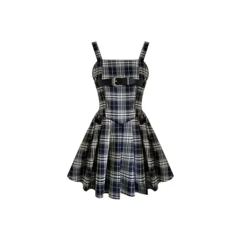 PUREIDOL Slip Dress Women's Black Plaid