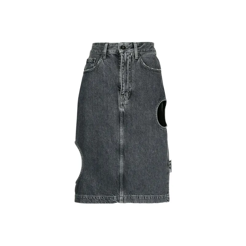 OFF WHITE Denim Short Skirts Women's Gray-0