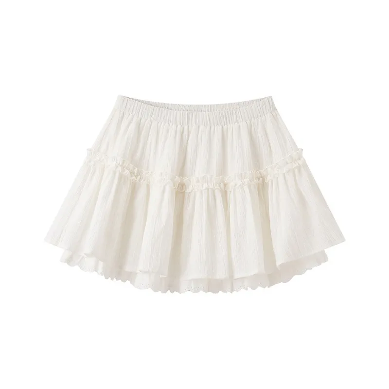 LEDIN Casual Short Skirts Women's Ecru-0