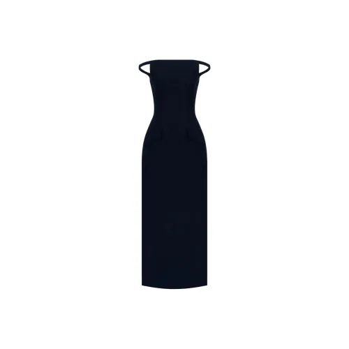 MONTSAND SS25 Black Pearl Beaded Midi Dress Slip Dress Women's Black