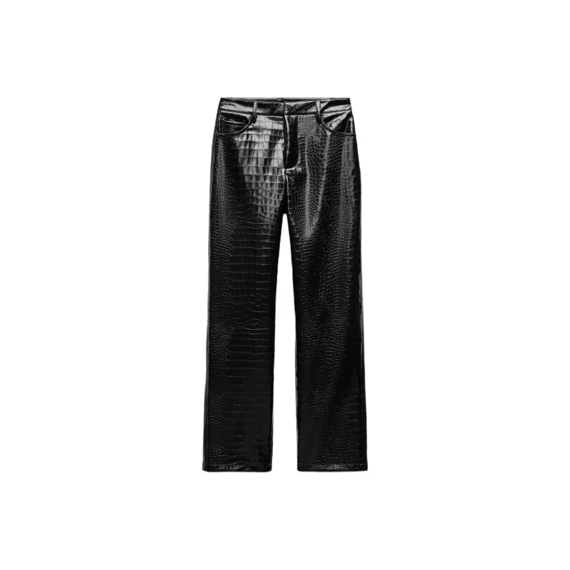 ZARA Leather Pants Women's Black-0