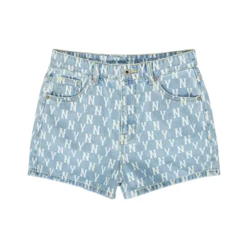 MLB Base Logo Denim Shorts Women's Light Blue