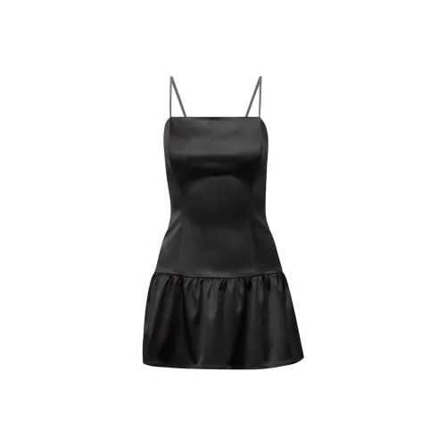 ARITZIA Sunday Best ROBE EN SATIN TANGO Slip Dresses Women's Black