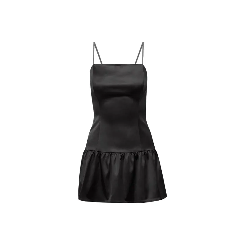 ARITZIA Sunday Best ROBE EN SATIN TANGO Slip Dresses Women's Black-0