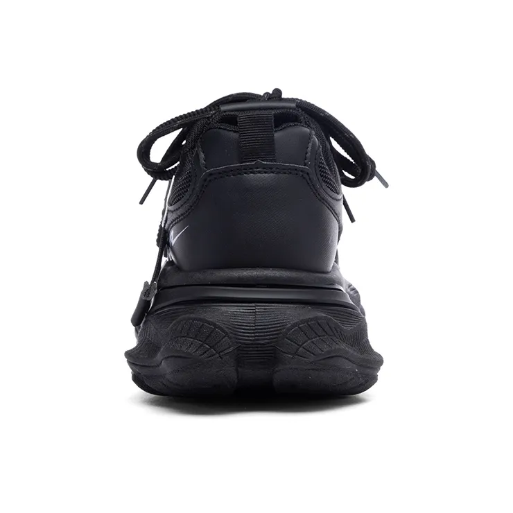 RENBEN Cushioning Abrasion Resistant Breathable Low Top Chunky Sneakers Women's Black-3