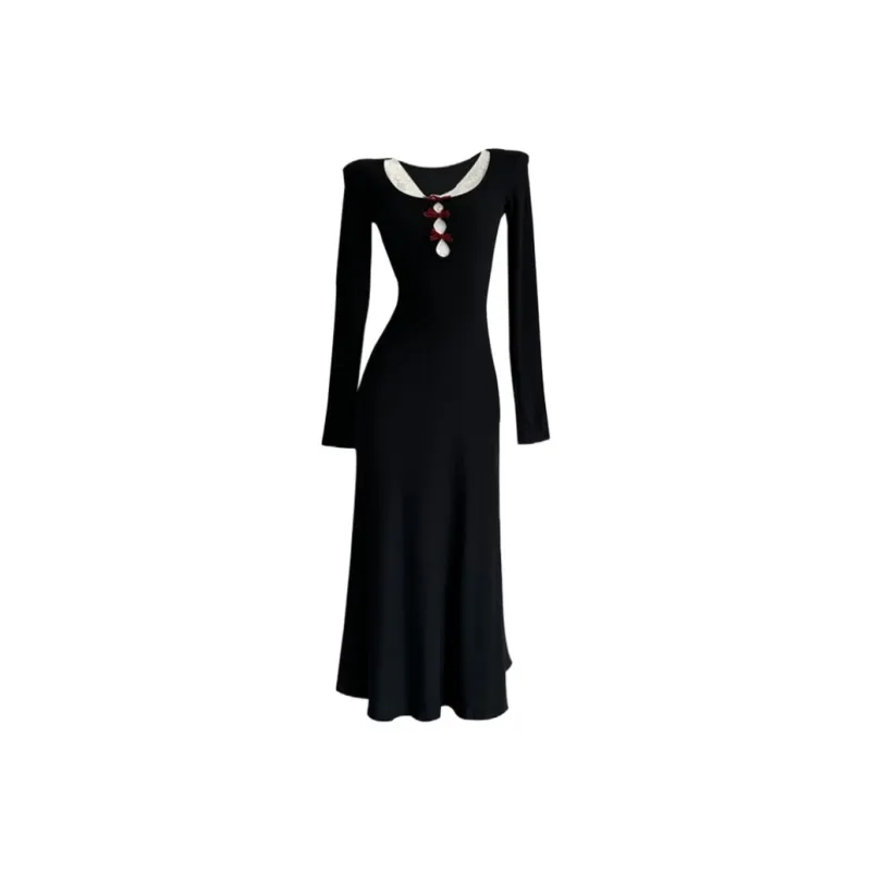 YGPRW Long Sleeved Dress Women's Black-0