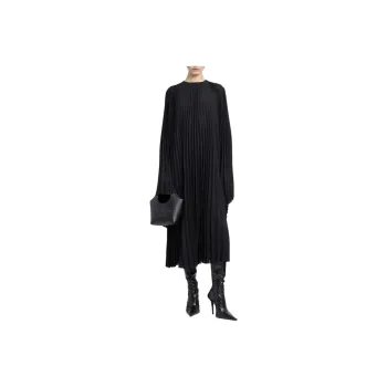 Balenciaga Pleated Wide-sleeve Maxi Dress