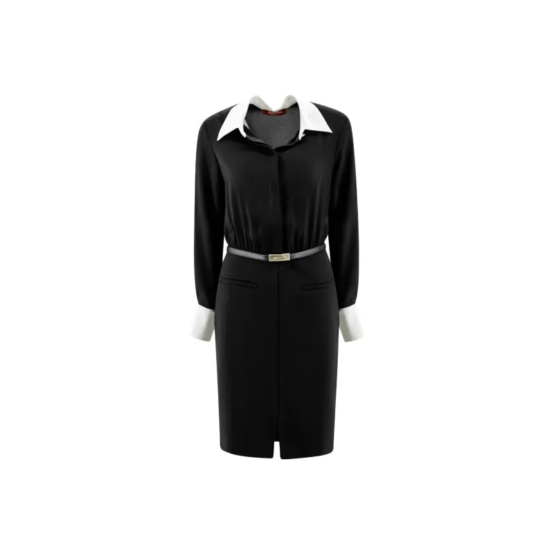MaxMara Studio Belted Long Sleeved Dress-0