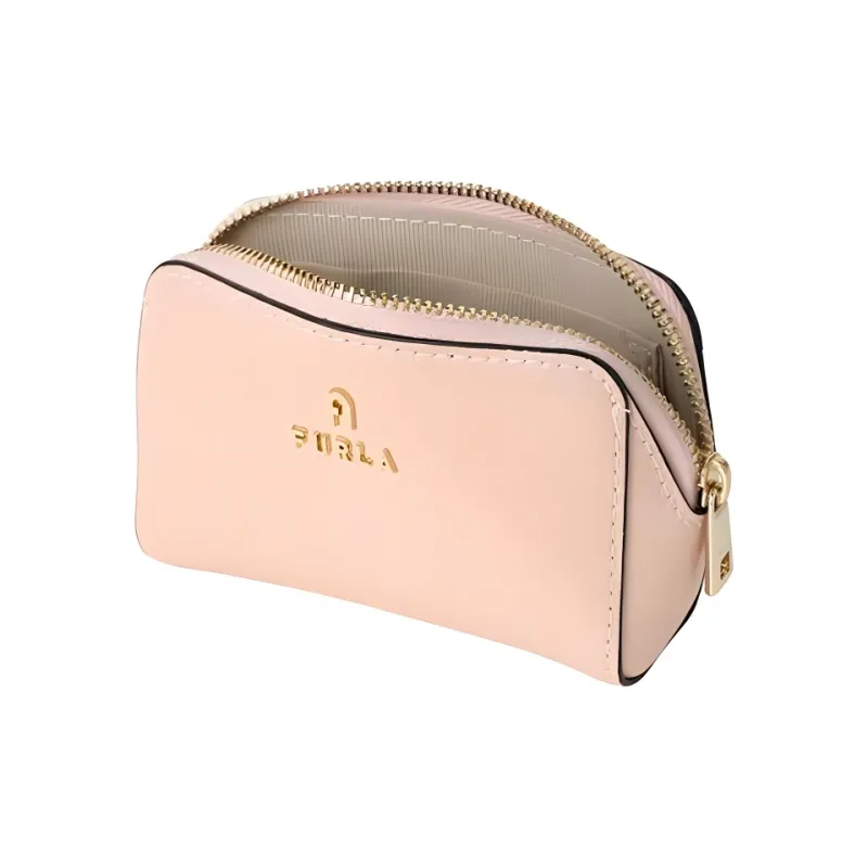 Furla Brava Camelia Leather Clutch Makeup Bag Small Size Women's Pink-3