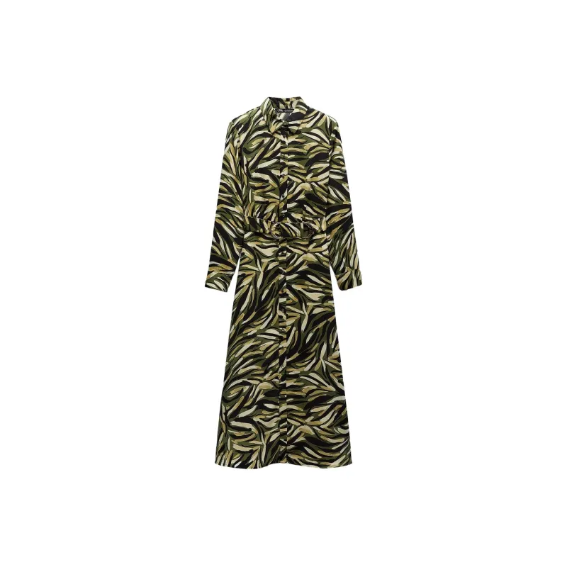 ZARA Long-Sleeved Dresses Women's Green-0