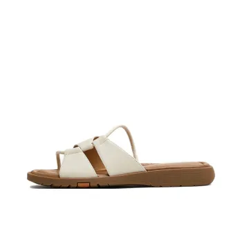 BATA Rubber Sole Leather Patchwork Quiet Slip Resistant Slide Slippers Women's