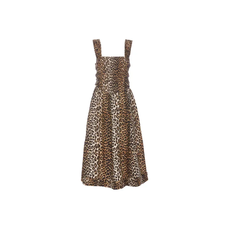 GANNI Sleeveless Dress Women's Brown-0