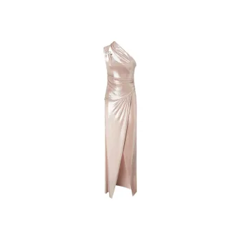 PINKO One Shoulder Ruched Maxi Dress