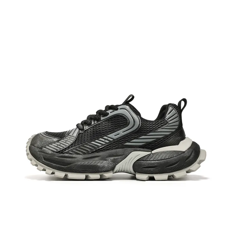 MILLIE'S Abrasion Resistant Breathable Low Top Chunky Sneakers Men's Black Gray-0