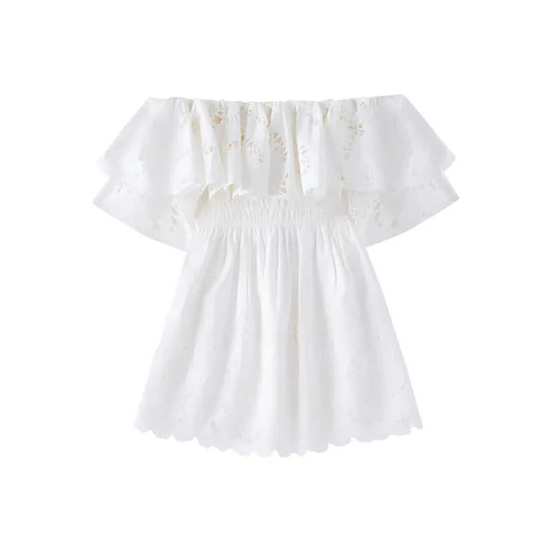Self portrait Short Sleeved Dresses Women's Pure White-0