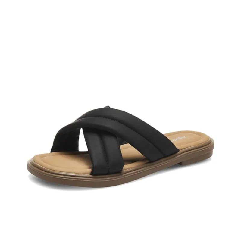 AGSDON Rubber Sole Quiet Slip Resistant Slide Slippers Women's-8