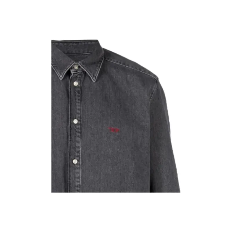 DIESEL Logo Embroidered Long Sleeved Denim Shirt-4