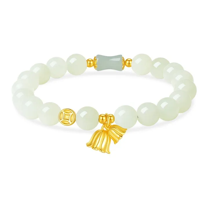 QIANCHANG Hetian Jade Bracelets Pale Greenish White Jade Women's-0