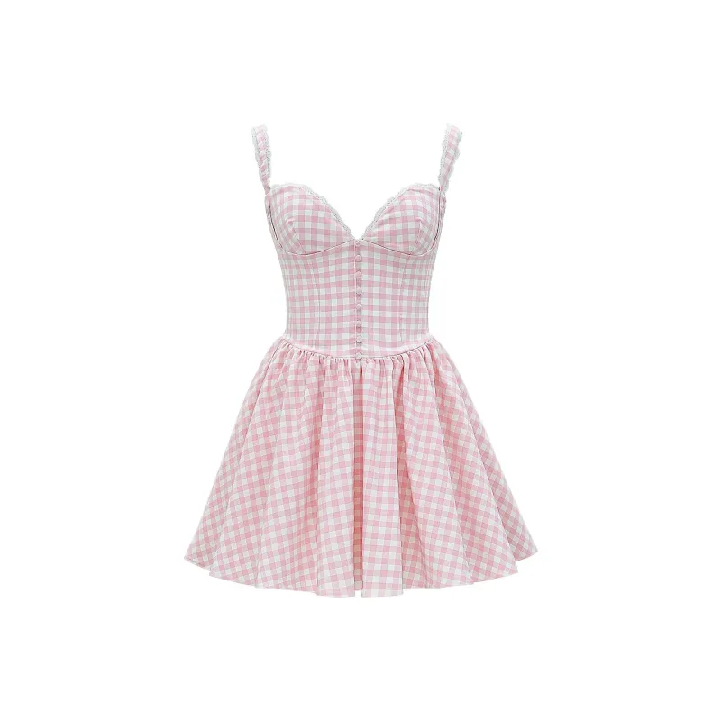 HOUSE OF CB Brigitte Slip Dress Women's Strawberry/Cream Strawberry-6