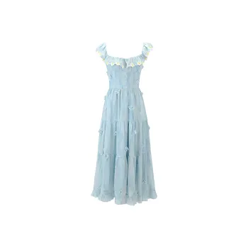 LWLG Sleeveless Dress Women's Aqua Colorful Blue