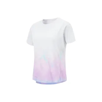 LiNing Running Collection T Shirt Women's Standard White/Sky Blue/Condensed Purple/Overflow Pink All Over Print