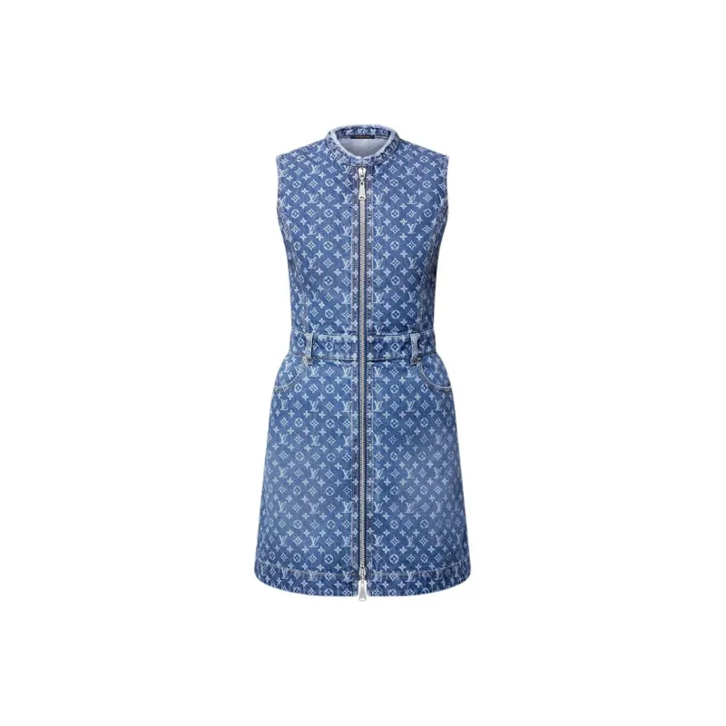 LOUIS VUITTON Monogram SS25 Sleeveless Dress Women's Blue-0