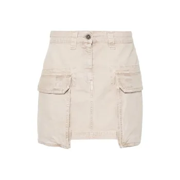Golden Goose Distressed Cotton Mini Skirt