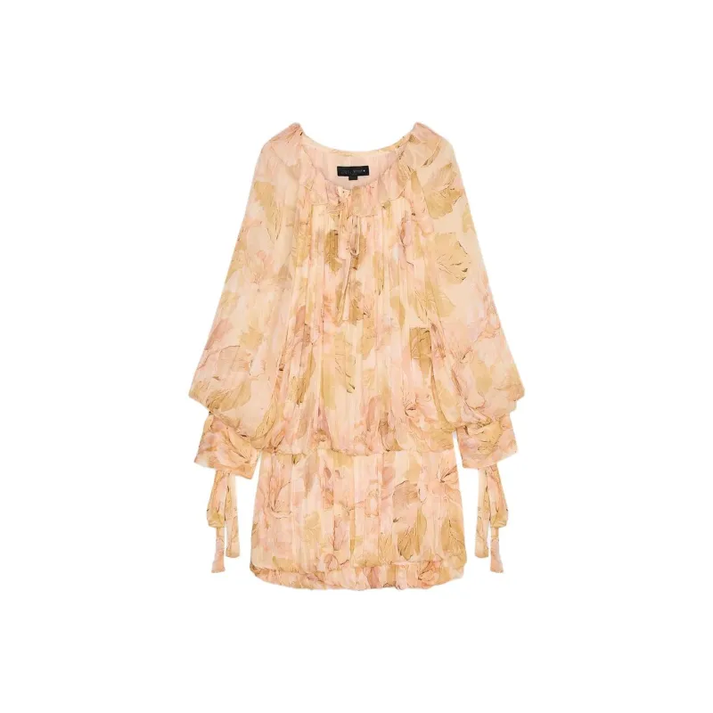 ZARA ZW Series Long Sleeved Dresses Women's Apricot-0