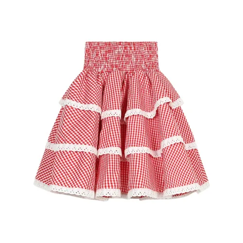 AooRaa Casual Short Skirts Women's Red Plaid