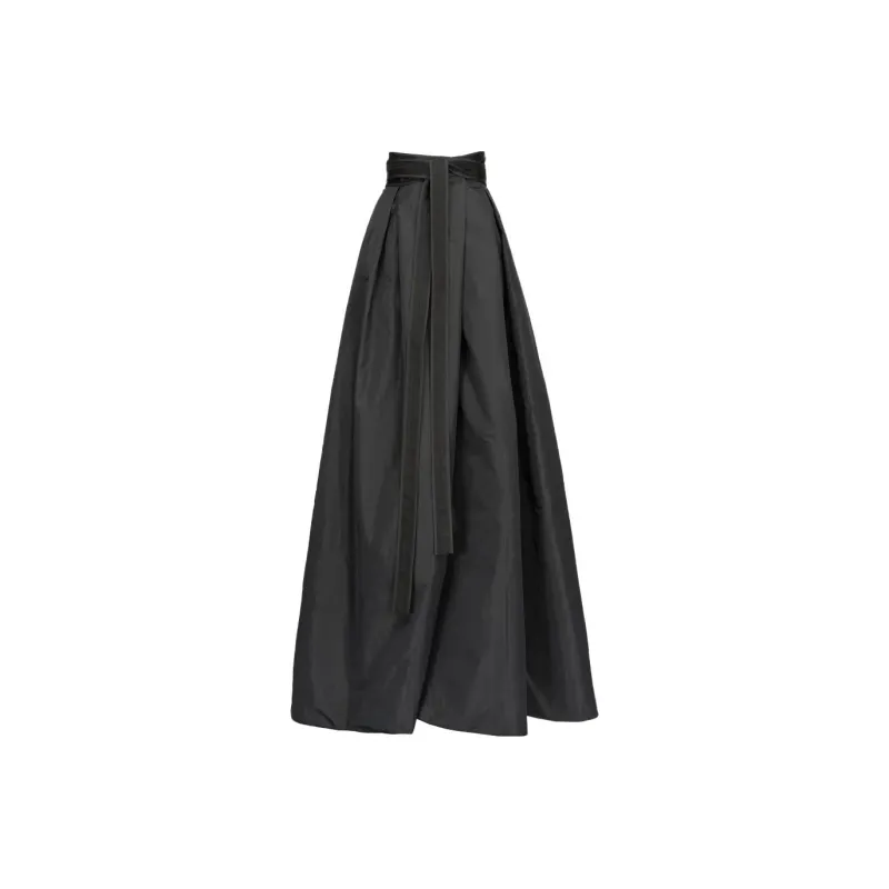 PINKO FW23 Maxi Gonna In Taffetà Casual Long Skirts Women's Black-0
