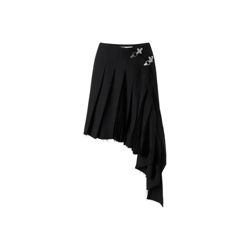 H&M Wool Blend Asymmetric Skirt Black-0