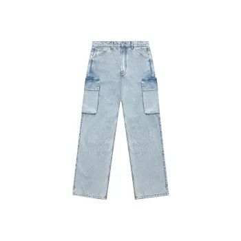 Askyurself Denim Cargo Pants Unisex Washed Blue