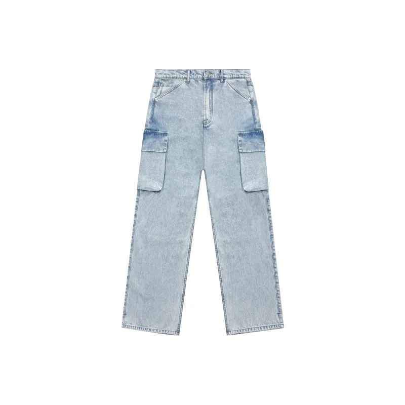 Askyurself Denim Cargo Pants Unisex Washed Blue-0