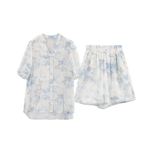 A Paradise For Awakening Casual Suit Women's Blue
