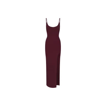 SKIMS FW24 SOFT LOUNGE CAMI SLIT LONG DRESS Slip Dresses Women's Bordeaux/Burgundy