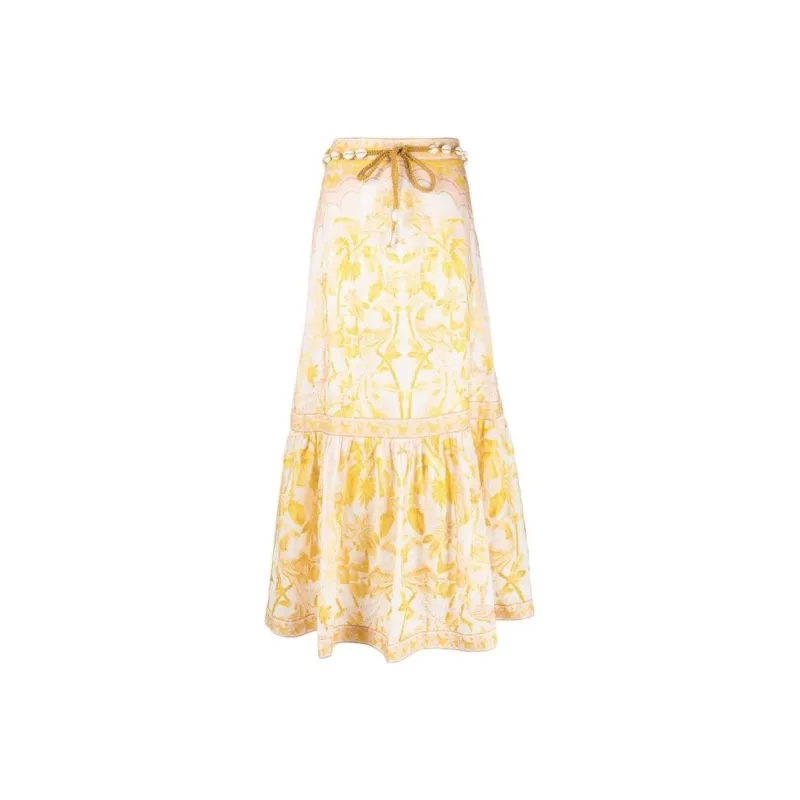 Zimmermann Casual Long Skirts Women's Yellow-0