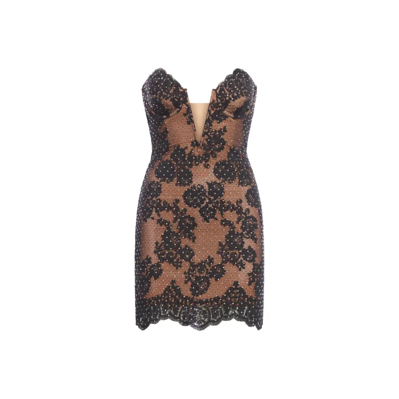 Self portrait Embellished Lace Bandeau Mini Dress-0