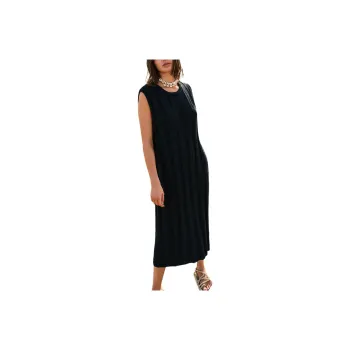 FREE PEOPLE Theo Sweater Midi Sleeveless Dress Women's Black