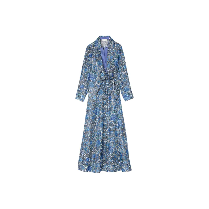 Sandro Long Sleeved Dress Women's Blue-0