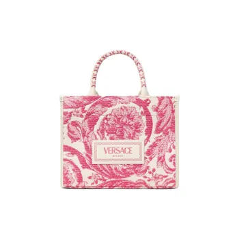 FANSIZHE Barocco Viscose Tote Bag, Shopping Bag, Shoulder Bag, Handbag Trumpets Women's Pink & White
