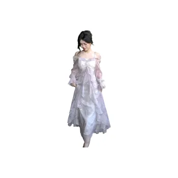 Mu Xiao Xin Long Sleeved Dress Women's Fairy Purple