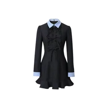 Manekniv Long Sleeved Dresses Women's Navy Blue