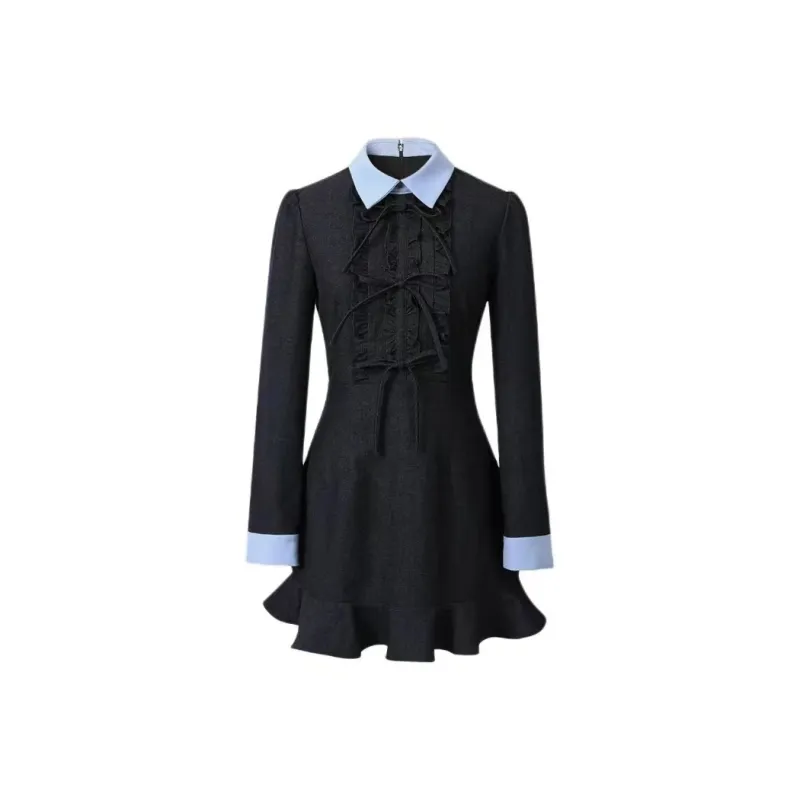 Manekniv Long Sleeved Dresses Women's Navy Blue-0