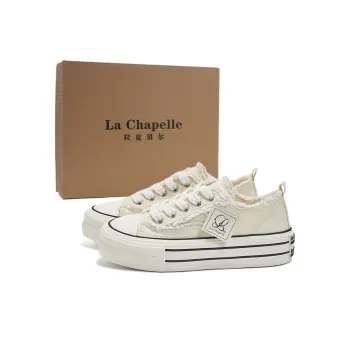 La Chapelle Abrasion Resistant Low Top Canvas Shoes Women's Beige Black