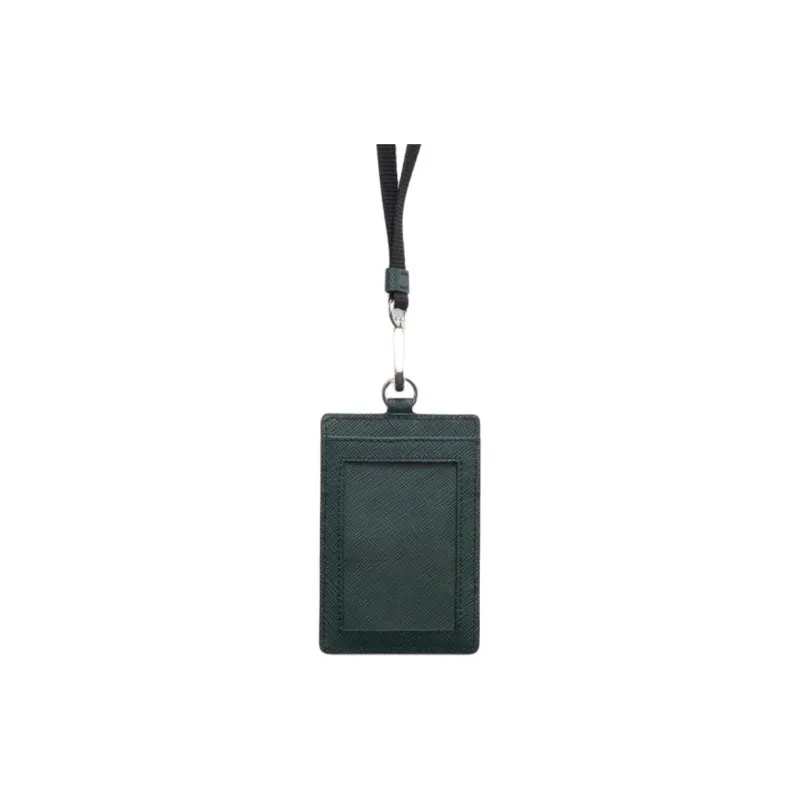 PRADA Saffiano Cow Leather Card Holder Unisex Emerald Green-1