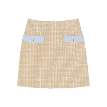 Sandro Casual Short Skirts Women's Beige Yellow