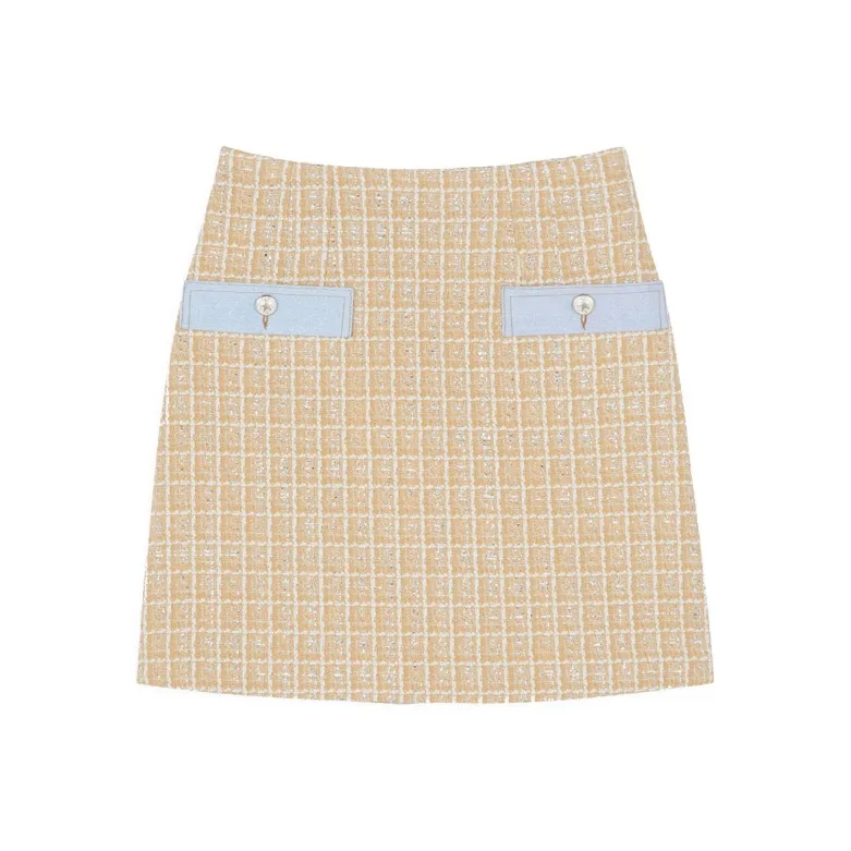 Sandro Casual Short Skirts Women's Beige Yellow-0