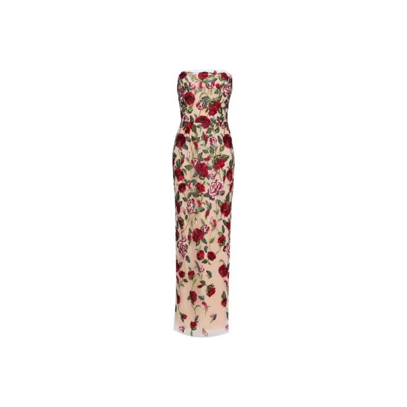 Marchesa Notte Floral-embroidered Tulle-panels Gown-0