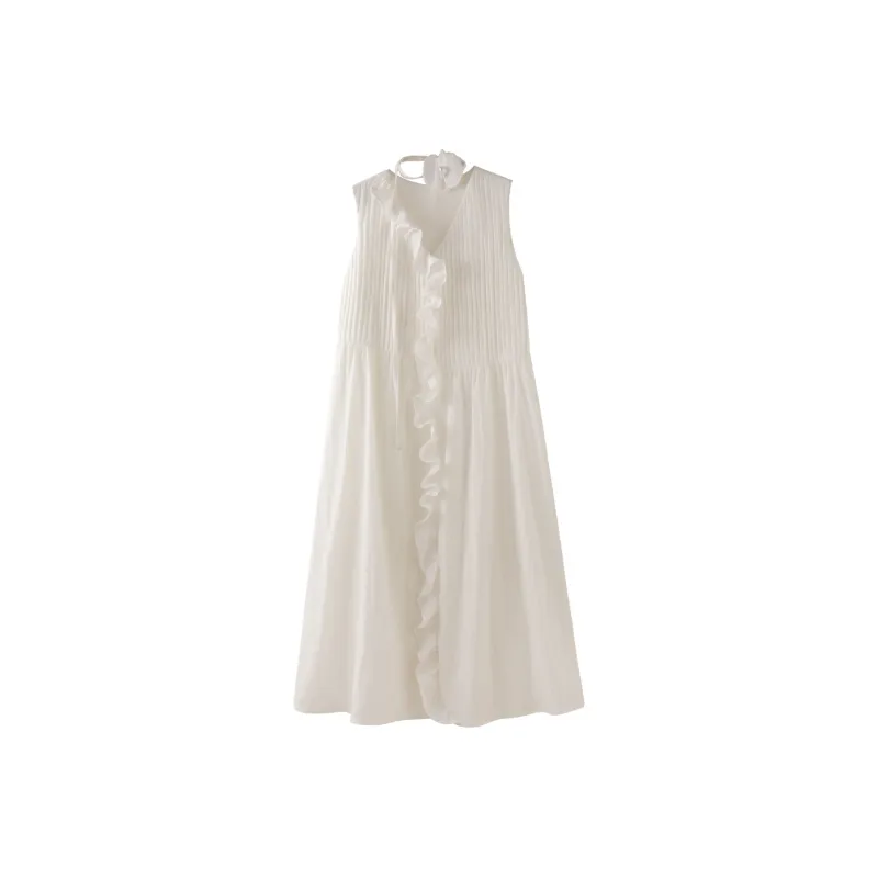 Miss Chipmunk Sleeveless Dress Women's White-0